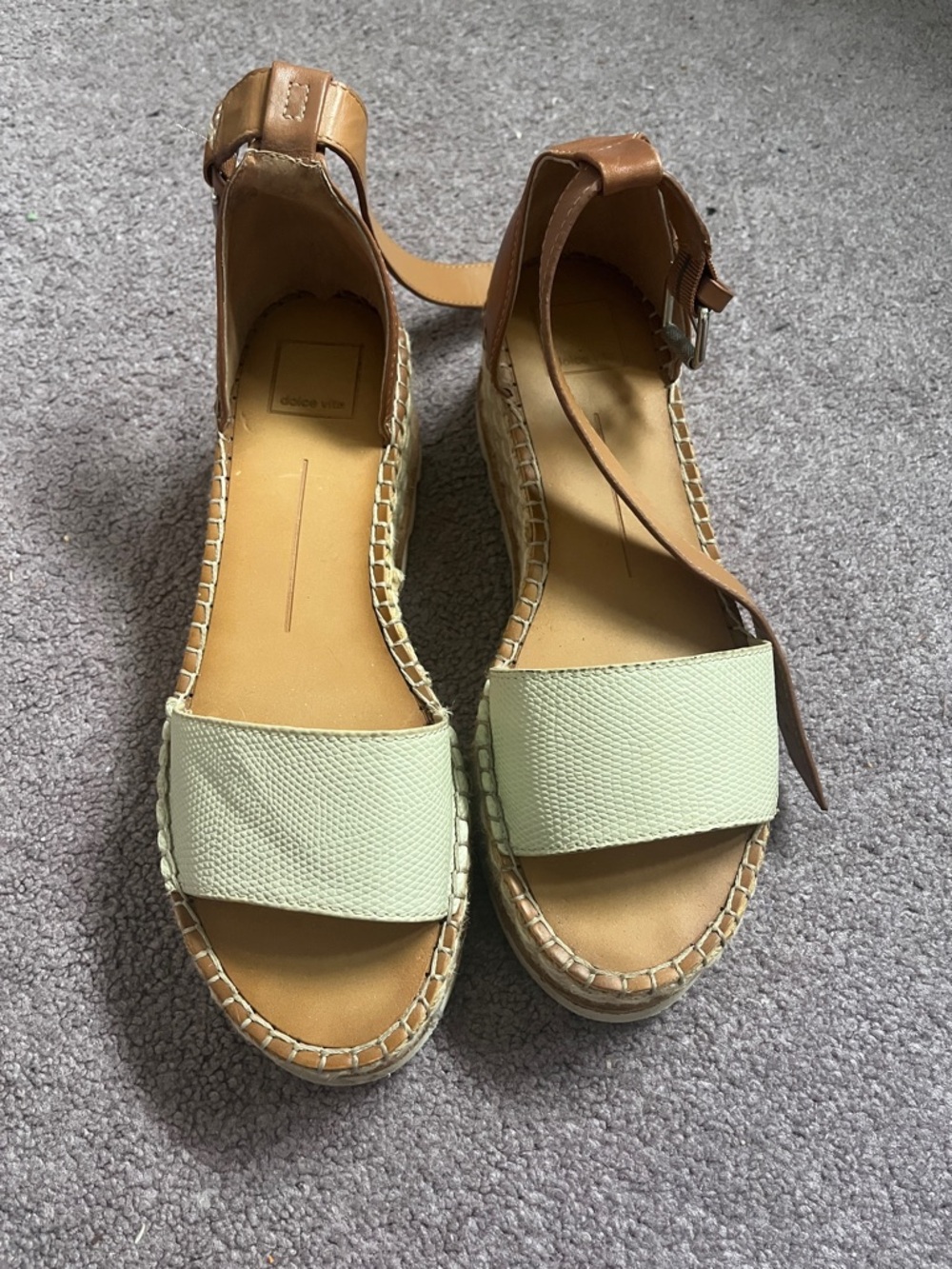 Dolce Vita Wedge Espadrille Sandals in white and Tan